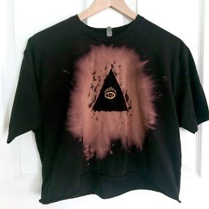 Hand dyed embroidered T-shirt cropped yoga top